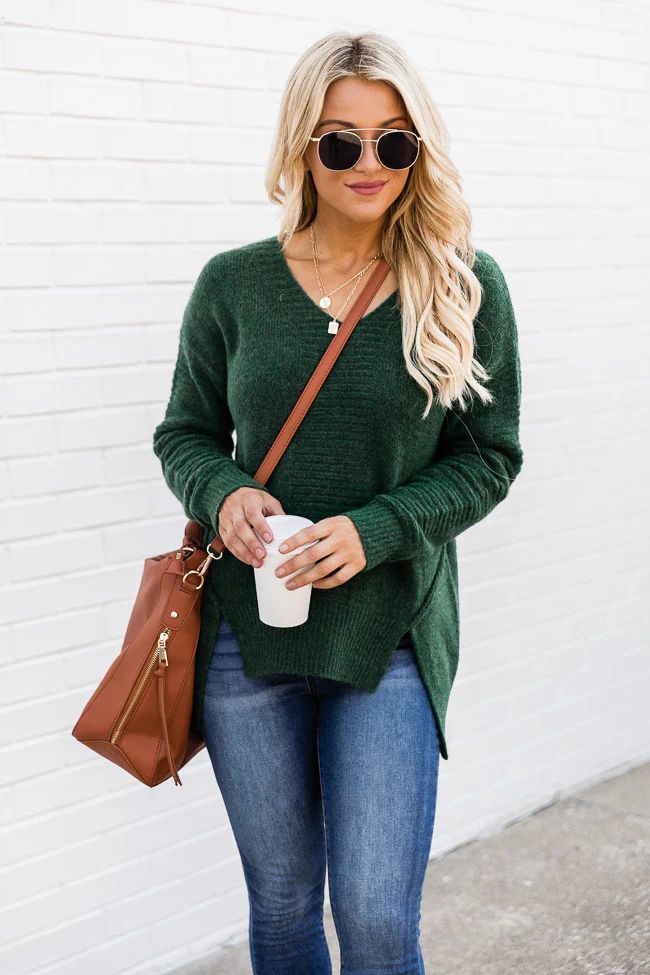 Lost In My Memories Green Sweater | The Pink Lily Boutique