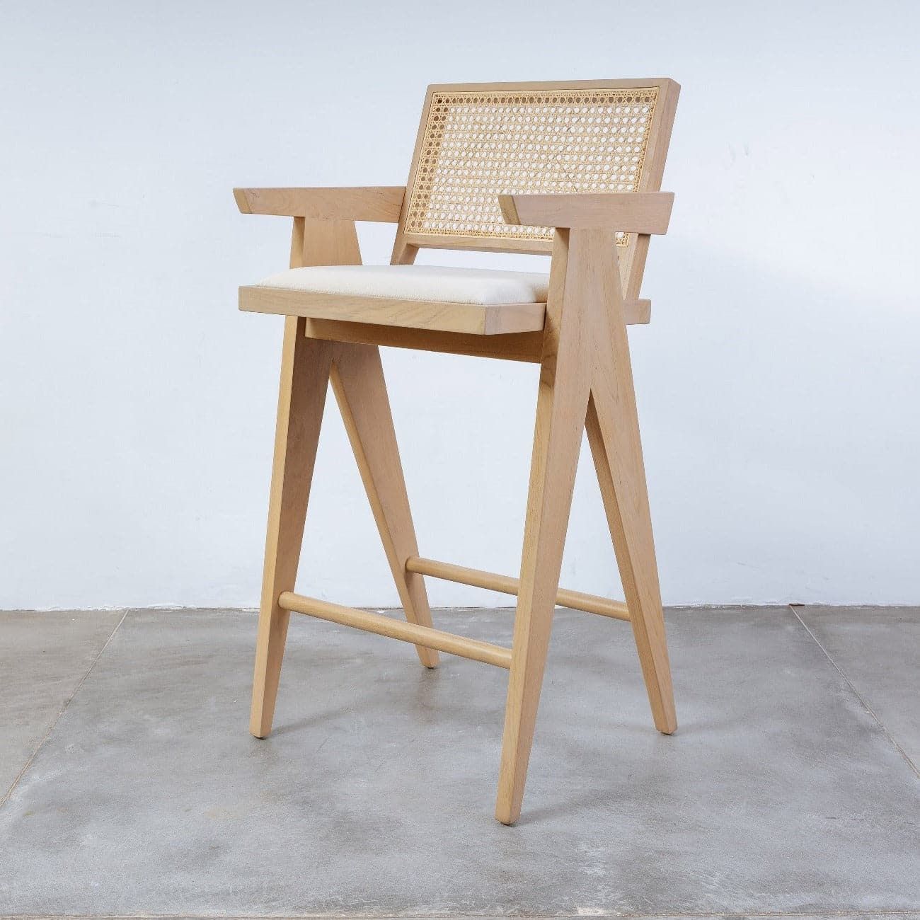 Jeanneret Bar + Counter Stool with Padded Seat | France and Son