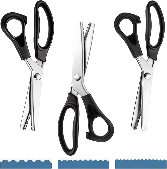 3 Sizes Pinking Shears for Crafting and Paper Cutting, 3mm, 5mm, 7mm Scalloped Scissors, 9.3'' Zi... | Amazon (US)