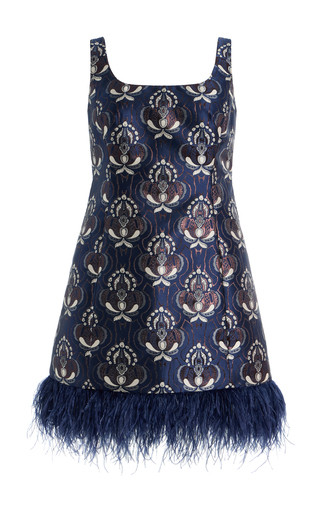 Carlie Feather-Trimmed Jacquard Mini Dress | Moda Operandi (Global)