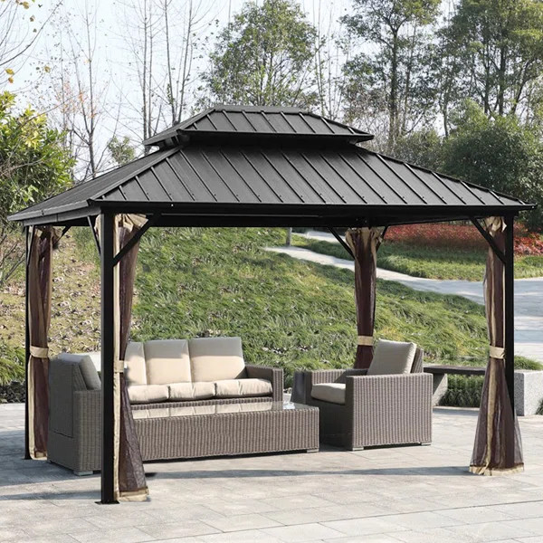 12 Ft. W x 10 Ft. D Aluminum Patio Gazebo | Wayfair North America