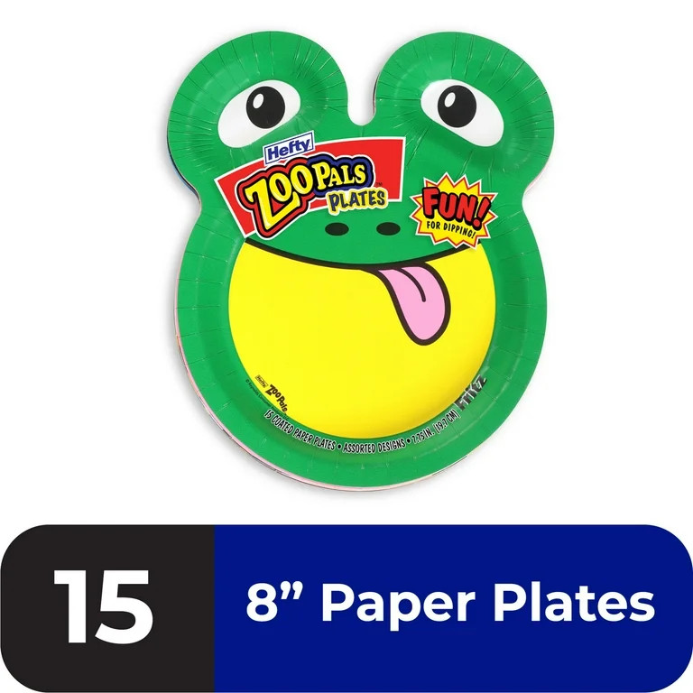 Hefty Zoo Pals Paper Plates for Kids, Assorted Animal Designs with Two Dipping Compartments, Mult... | Walmart (US)