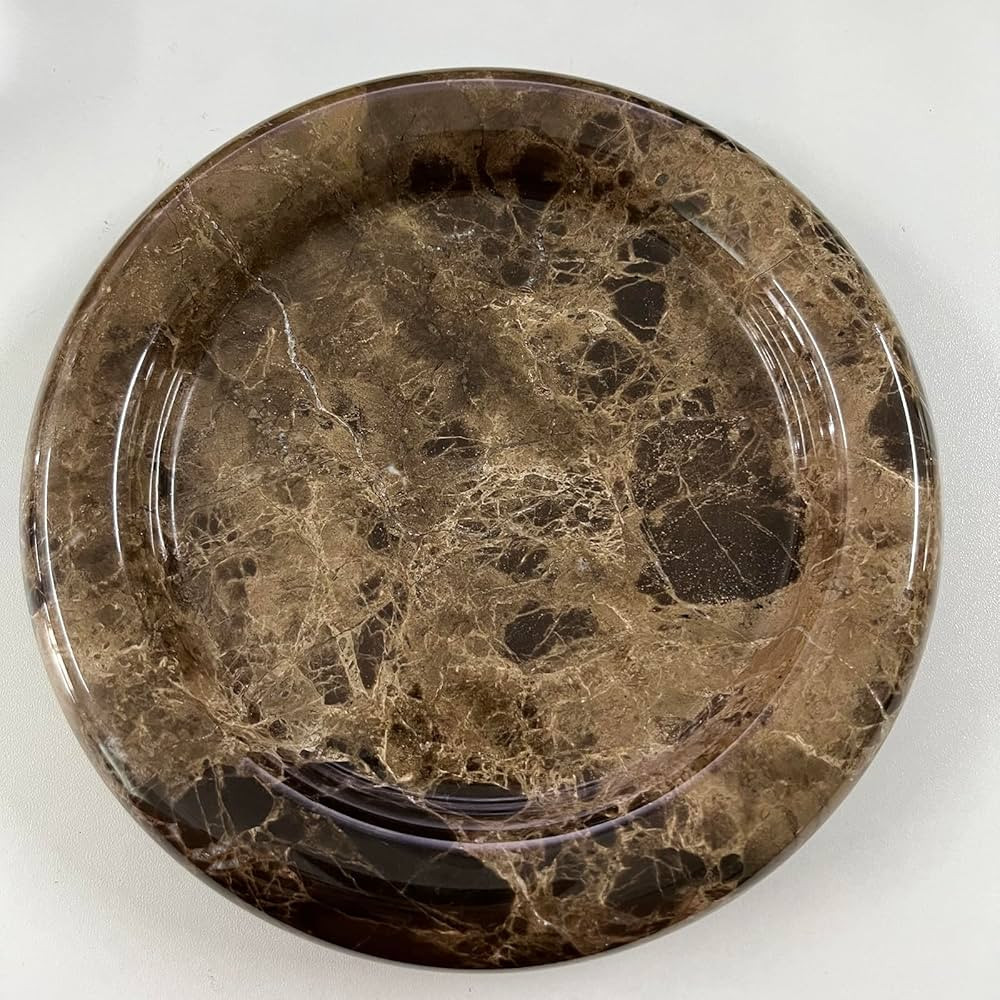 SAIDKOCC Natural Marble Round Vanity Tray Jewelry Makeup Dish Decorative Tray for Coffee Table,Ba... | Amazon (US)