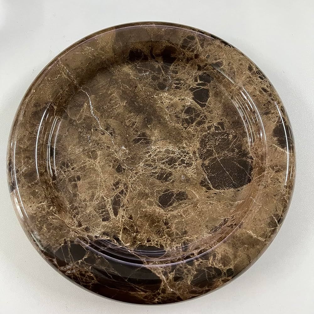SAIDKOCC Natural Marble Round Vanity Tray Jewelry Makeup Dish Decorative Tray for Coffee Table,Ba... | Amazon (US)