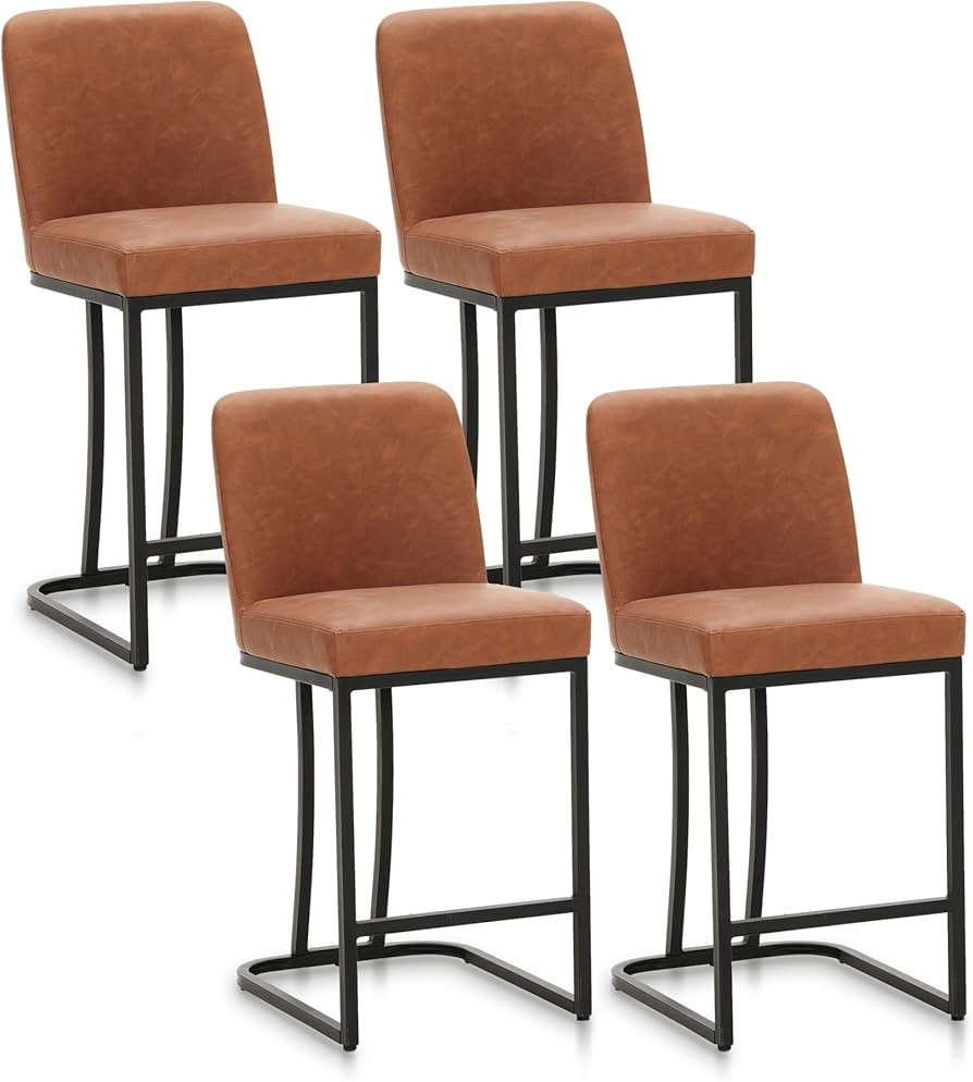 PHI VILLA Bar Stools Set of 4-24" Bar Stools Counter Height Bar Stools Metal Counter Stools，Bar... | Amazon (US)