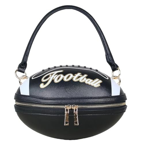Lyuxhetaokdiq Women Football Shaped Crossbody Shoulder Bag Rugby Handbag PU Leather Unique Novelty Football Purse(black) | Amazon (US)
