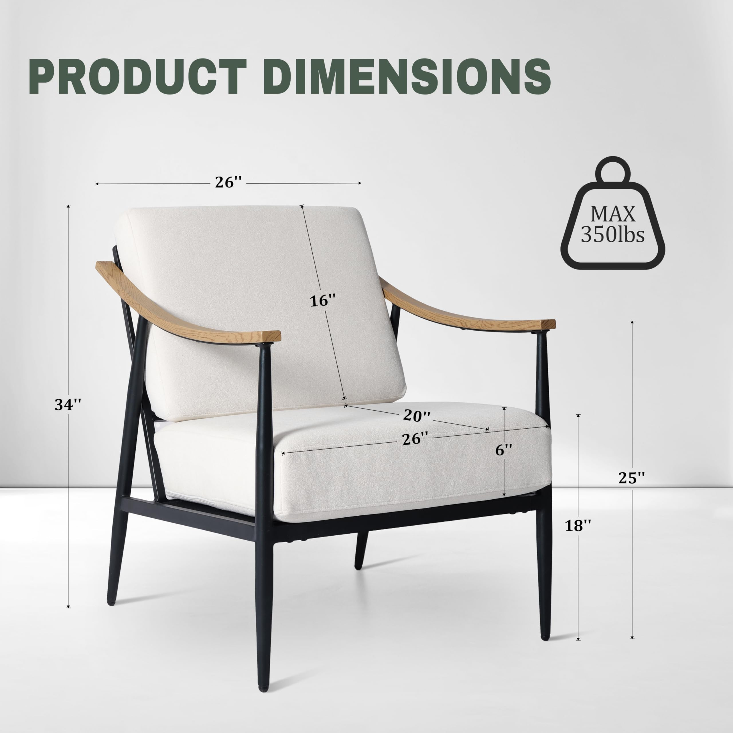 Modern Accent Chairs Set of 2 for Living Room Bedroom Mid Century Arm Chairs Upholstered Office A... | Amazon (US)