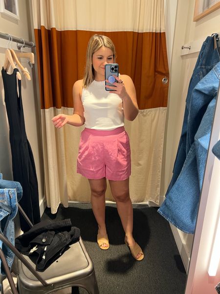 Pink shorts! The color is amazing and they’re very comfy. These were size small and they’re a little bit big so I might try an xs.

#LTKSeasonal #LTKunder100