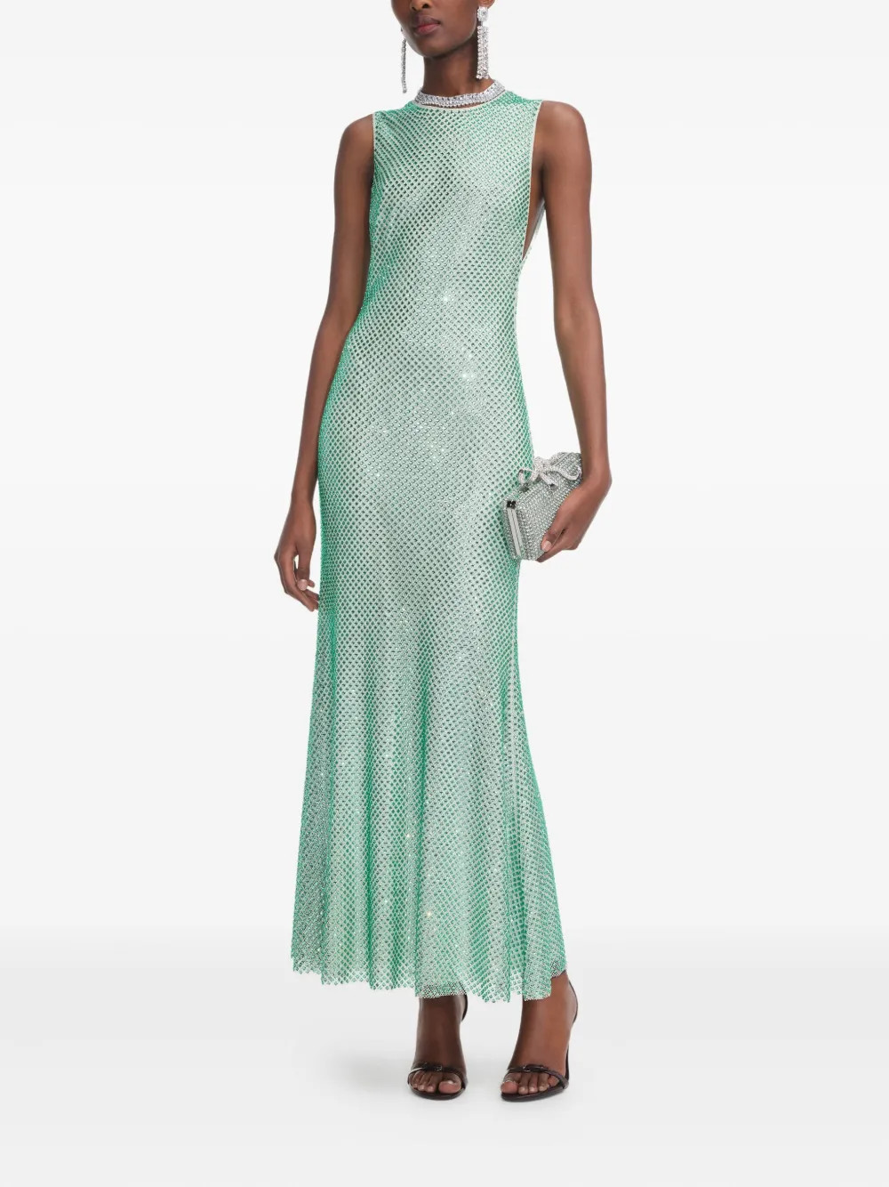 Self-Portrait rhinestone-embellished Dress | Green | FARFETCH | Farfetch Global
