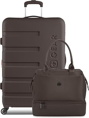 SwissGear 7366 Signature Hardside Expandable Luggage with Spinner Wheels and TSA Lock, Weekender Tote, Chocolate, 2-Piece Set (Weekender/27) | Amazon (US)