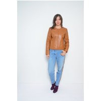 Vintage Brown Leather Cropped Jacket - 2000S Genuine Size Medium | Etsy (US)