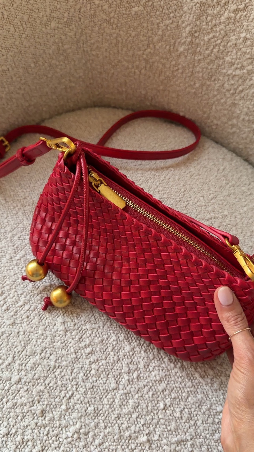 So many ladies asking for the link of my bag! She’s roomy, fits all my essentials including my phone but it’s compact. Wear it as a clutch or crossbody. Under $100 - comes in other neutral colors!