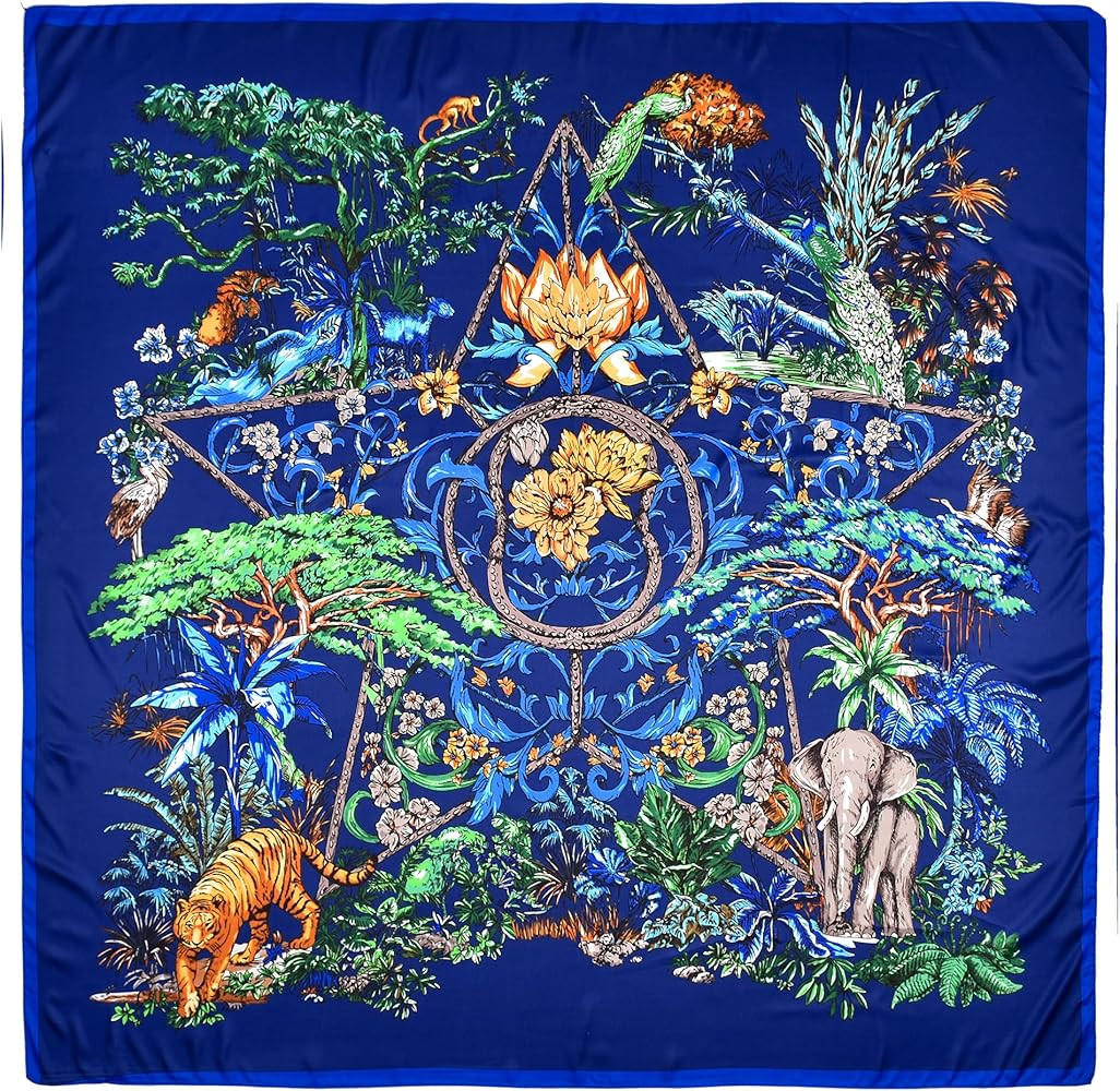 53” Large Head Scarf for Women - Silk Satin Scarf for Hair Wrapping at Night Bandana Square Sca... | Amazon (US)