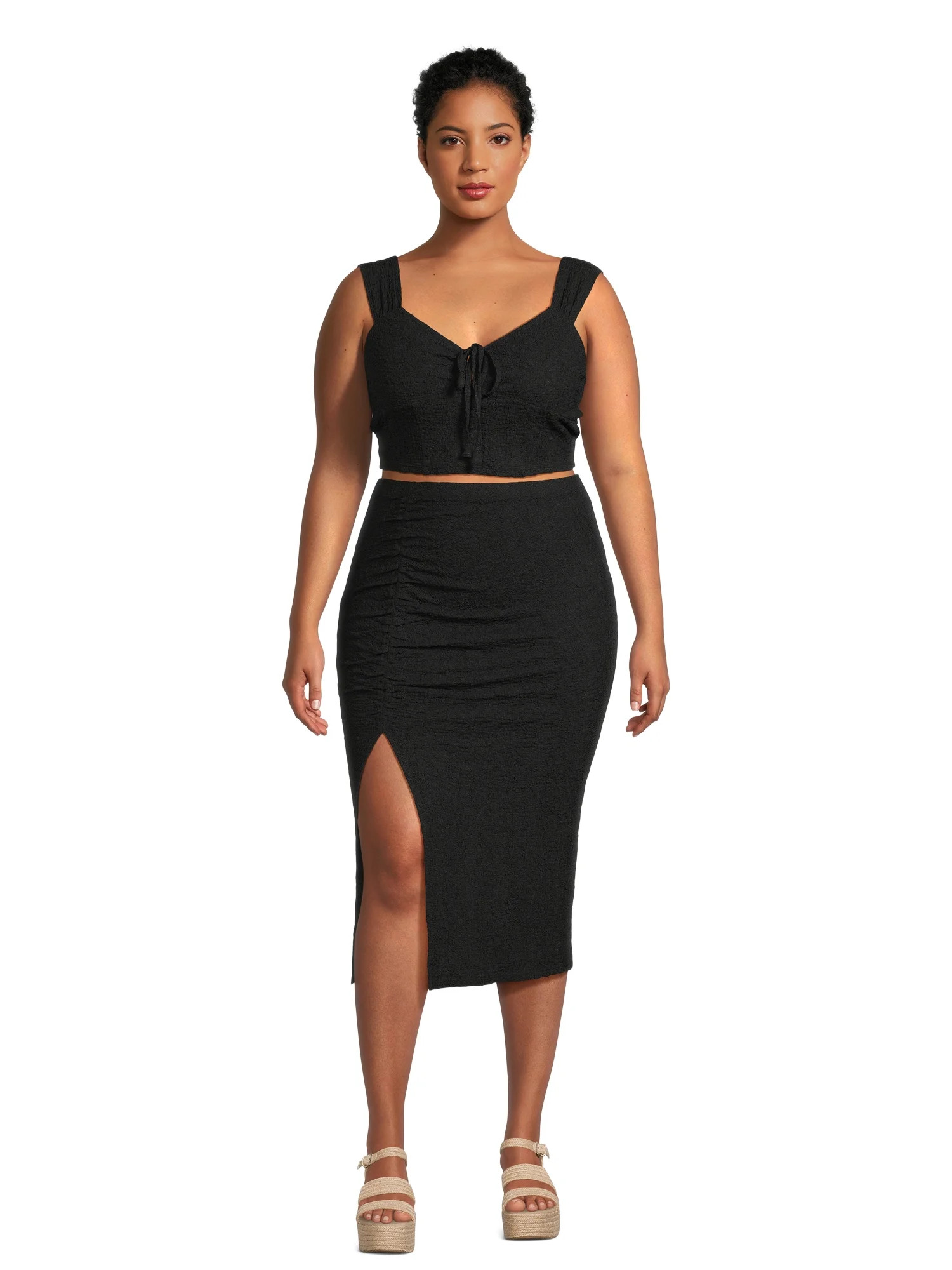 No Boundaries Juniors' Pucker Top and Skirt Set, 2 -Piece, Sizes XS-XXXL | Walmart (US)