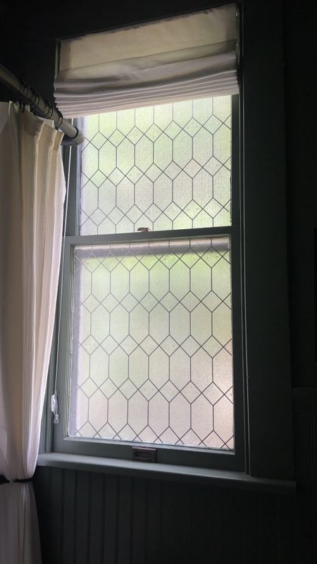 No, it’s not leaded glass… it’s privacy film! It adheres just with water, and even from up close it fools visitors into thinking it’s real 🙌🏼

#LTKHome