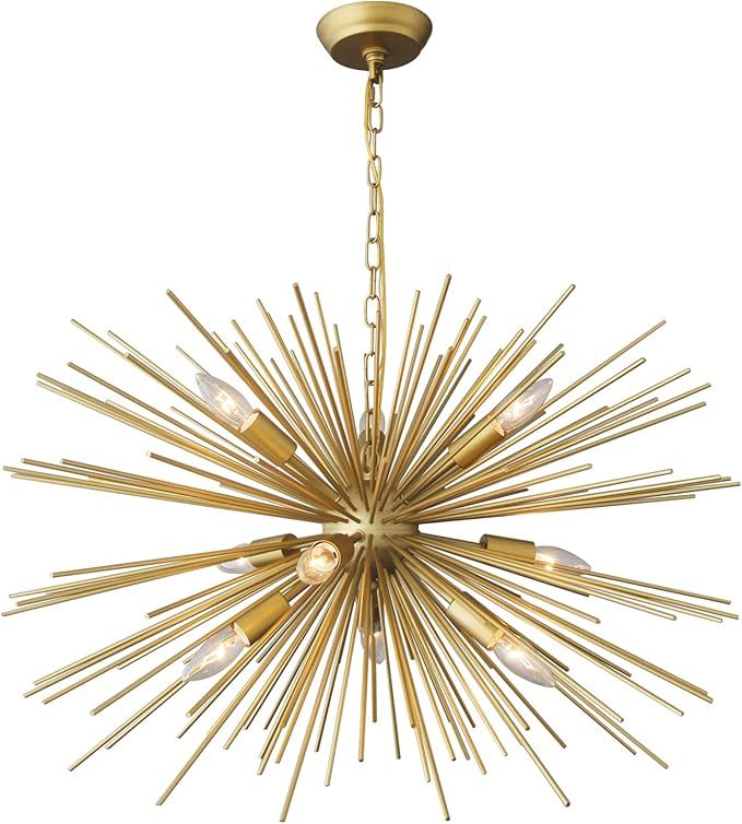 Modern Gold Sputnik Chandelier 9-Light Dining Room Chandelier Light Fixture for Living Room, Bedr... | Amazon (US)