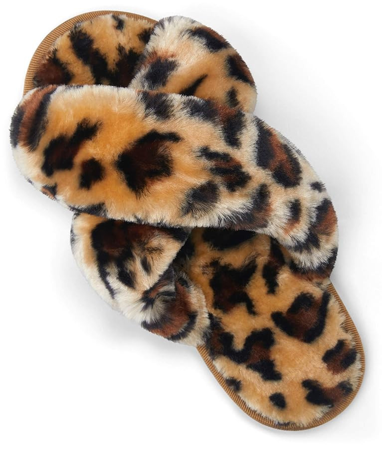 Vepose Women's 801 Cross Band Slippers, Soft Plush Furry Open Toe Fur Slides, Fuzzy Fluffy Slip o... | Amazon (US)