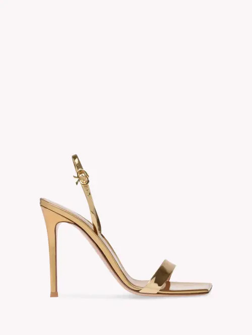 Gianvito Rossi Ribbon Stiletto Sandal in Metallic Gold at Nordstrom, Size 40 | Nordstrom