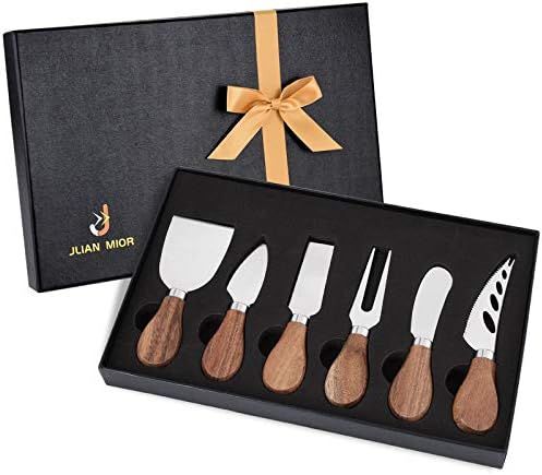 Exquisite 6-Piece Cheese Knives Set, Stainless Steel Cheese Knife Collection (Acacia Wood Handle) | Amazon (US)