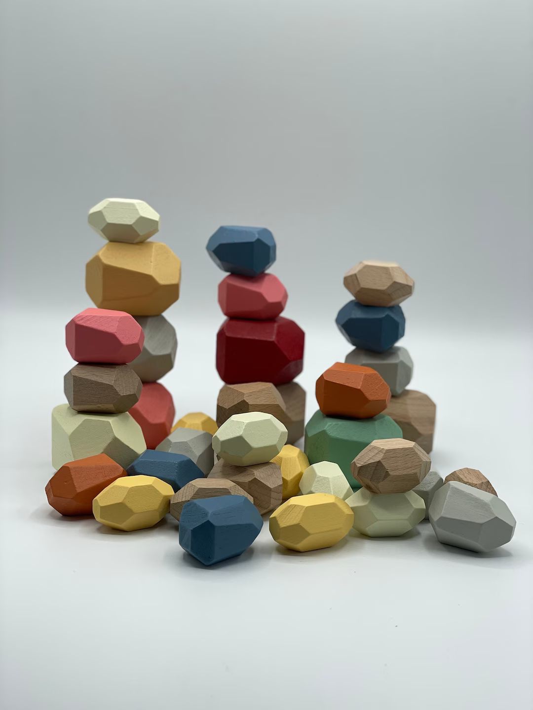 Wooden Sorting Stacking Balancing Stone Blocks Educational - Etsy | Etsy (US)