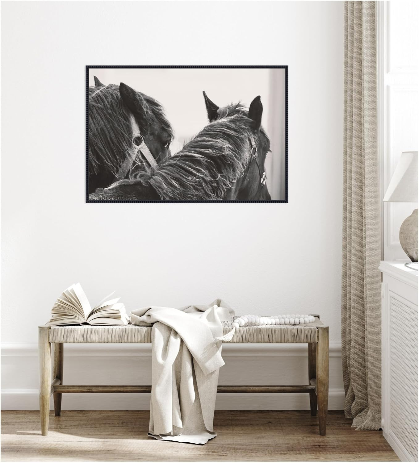 Kate and Laurel Framed Canvas Wall Art Print Black Horses by Emiko and Mark Franzen F2 Images, 41... | Amazon (US)