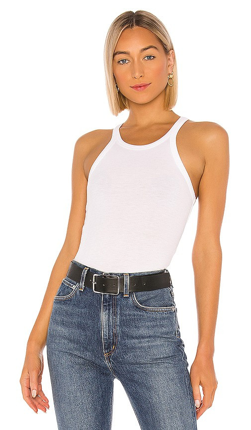 LNA Ribbed Skinny Racer Tank in White. - size L | Revolve Clothing (Global)