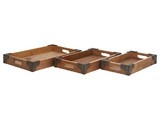 Wooden Metal 3-Piece Set Trays, 18", 16", 14" | Houzz 