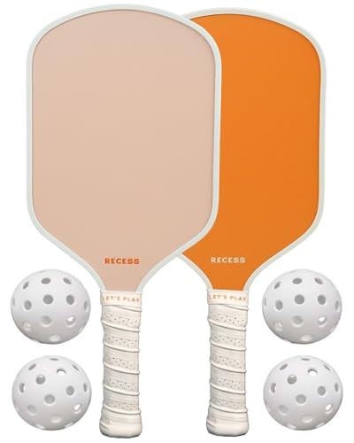 Recess Pickleball Starter Set, Premium Pickleball Paddles Set of 2 & Four (4) Pickle Balls - Strong & Durable Fiberglass, Lightweight, Honeycomb Core & Comfort Grip Handles - Perfect for Beginners | Amazon (US)