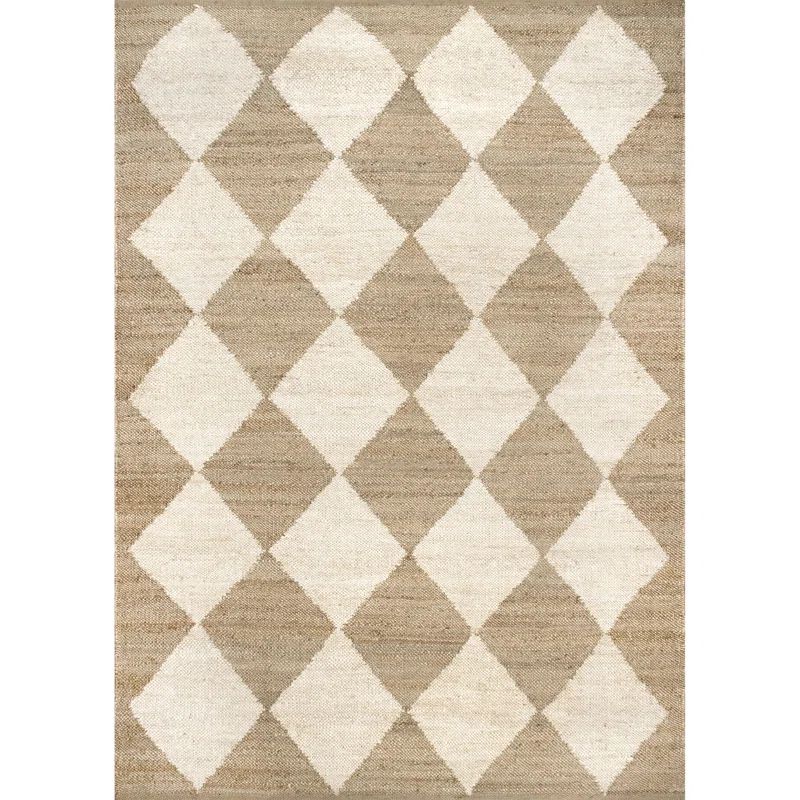 Arvin Olano x Rugs USA Louie Diamond Checkerboard Jute Natural Area Rug | Wayfair North America