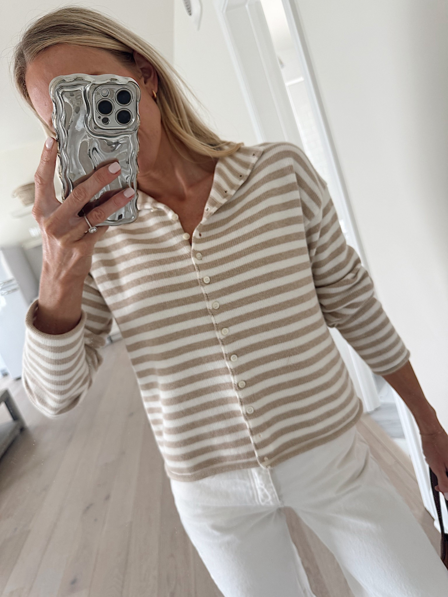 Striped cardigan - small
Darted barrel cream denim - they run large!  I sized down to a 23
Clear Melissa jelly’s 


#LTKootd #LTKmomlife #LTKgrwm