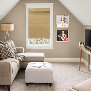 Modern Farmhouse Cut-to-Size Natural Multi-Weave Cordless Light-Filtering Bamboo Shade - 25.5 in.... | The Home Depot