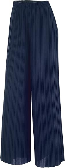 Lock and Love Women's Ankle/Maxi Pleated Wide Leg Palazzo Pants with Drawstring/Elastic Band | Amazon (US)