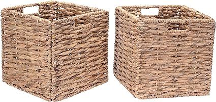 Villacera 12-Inch Square Handmade Twisted Wicker Storage Bin, Foldable Baskets Made of Water Hyac... | Amazon (CA)