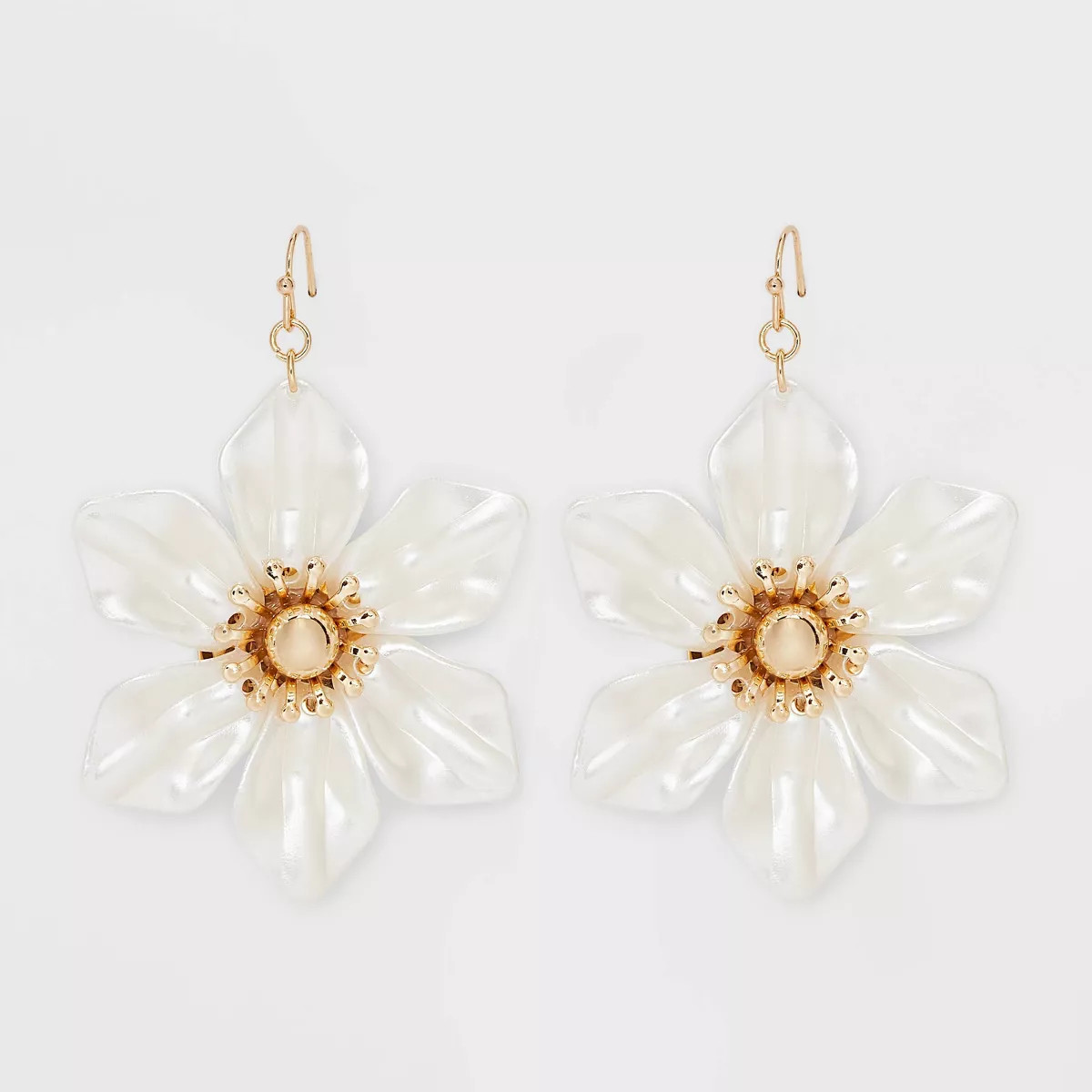 Gold White Oversized Floral Drop Earrings - A New Day™ White | Target