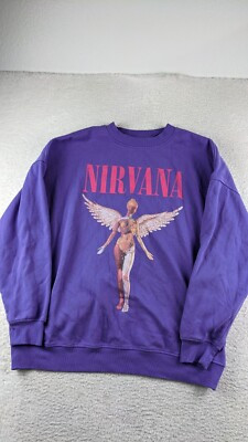 Nirvana Sweatshirt Men's M Purple In Utero Concert Tour Band Crewneck Sweater  | eBay | eBay US