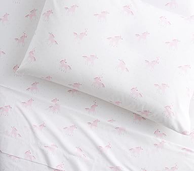 Unicorn Rainbow Sheet Set, Twin, Pink | Pottery Barn Kids
