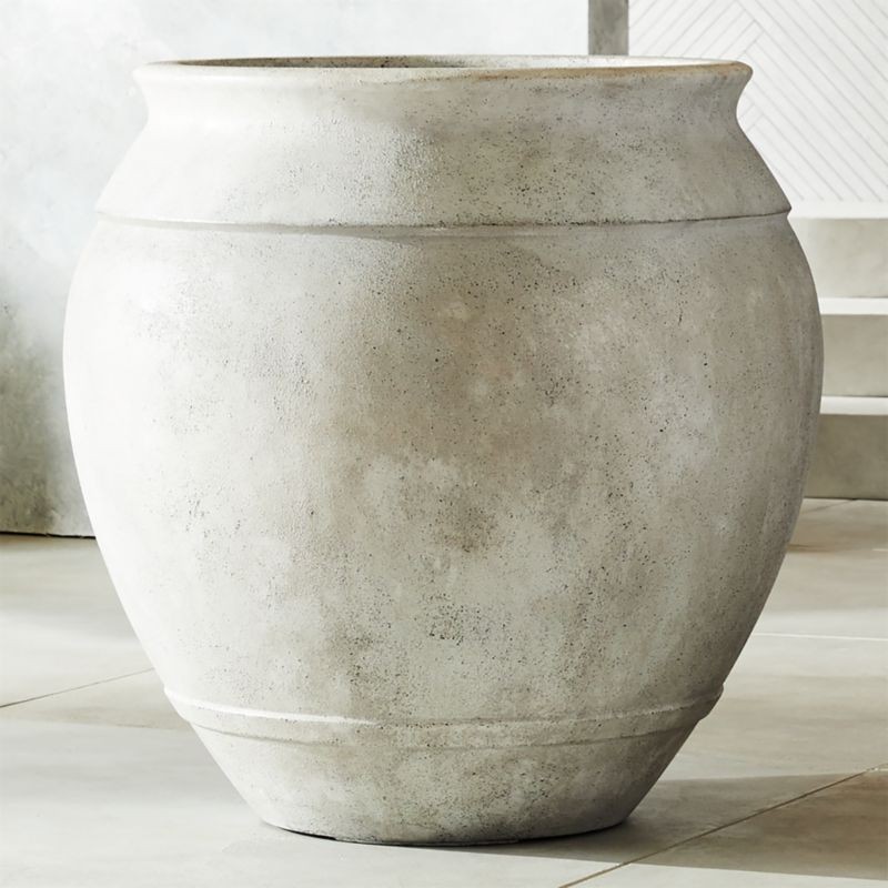 Belly Modern White Stone Outdoor Planter XXL + Reviews | CB2 | CB2