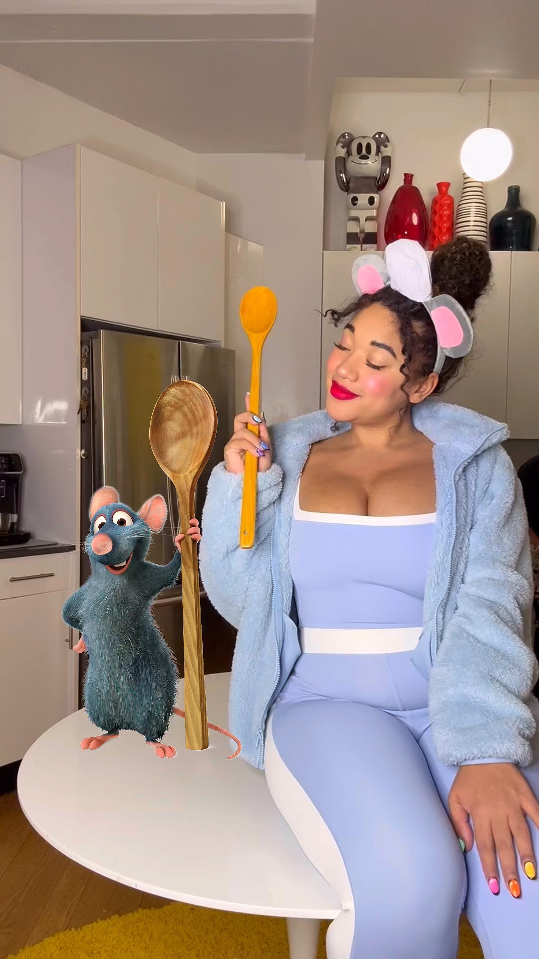 🧀 Not to be cheesy but I love the ratatouille tree we made for you 🥹 what do you think ?

Ingredients used:
🌲 3.5 ft flocked prelit tree
🥘 a pot as your tree base
❤️ a table cloth
🍿 popcorn garland (mine has cranberries)
🍝 oversized pasta “bows” made from paper
🍅 food ornaments 
🥄 oversized wooden spoon
🧑🏽‍🍳 chefs hat as the topper
🐀 stuffed Remy “guiding” the tree
📕 cook book & recipe book
🧀 “cheese” left out like cookies for Santa’s rats 
🎀 oversized red ribbon (just bc my kitchen isn’t cute - I rent so I can’t change much here ! I’m sorry !!!)
