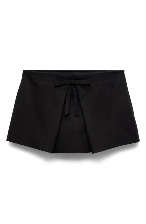 MANGO Bow Cotton Blend Miniskort in Black at Nordstrom, Size 4 | Nordstrom