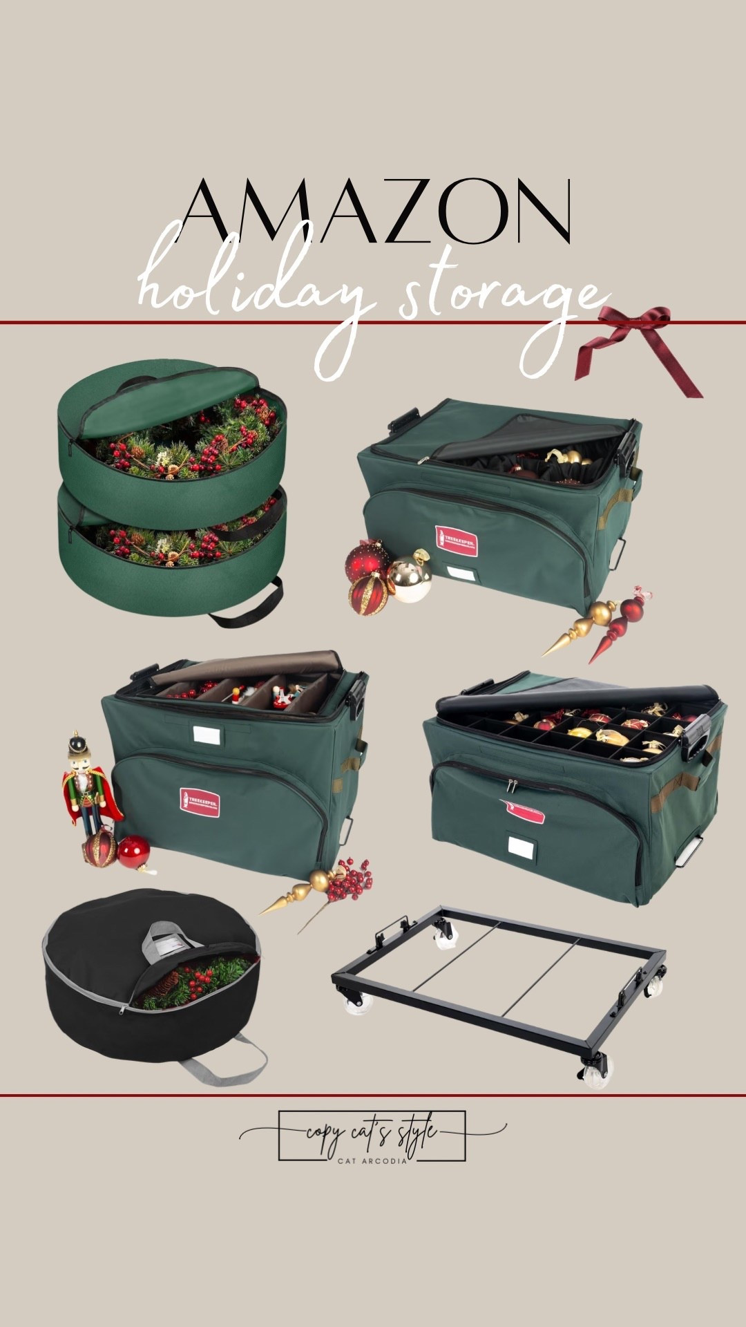 Amazon holiday storage finds. All in one storage bins. Stack and lock rolling storage. Christmas ornament storage. Christmas wreath storage. 

#LTKHoliday #LTKHome