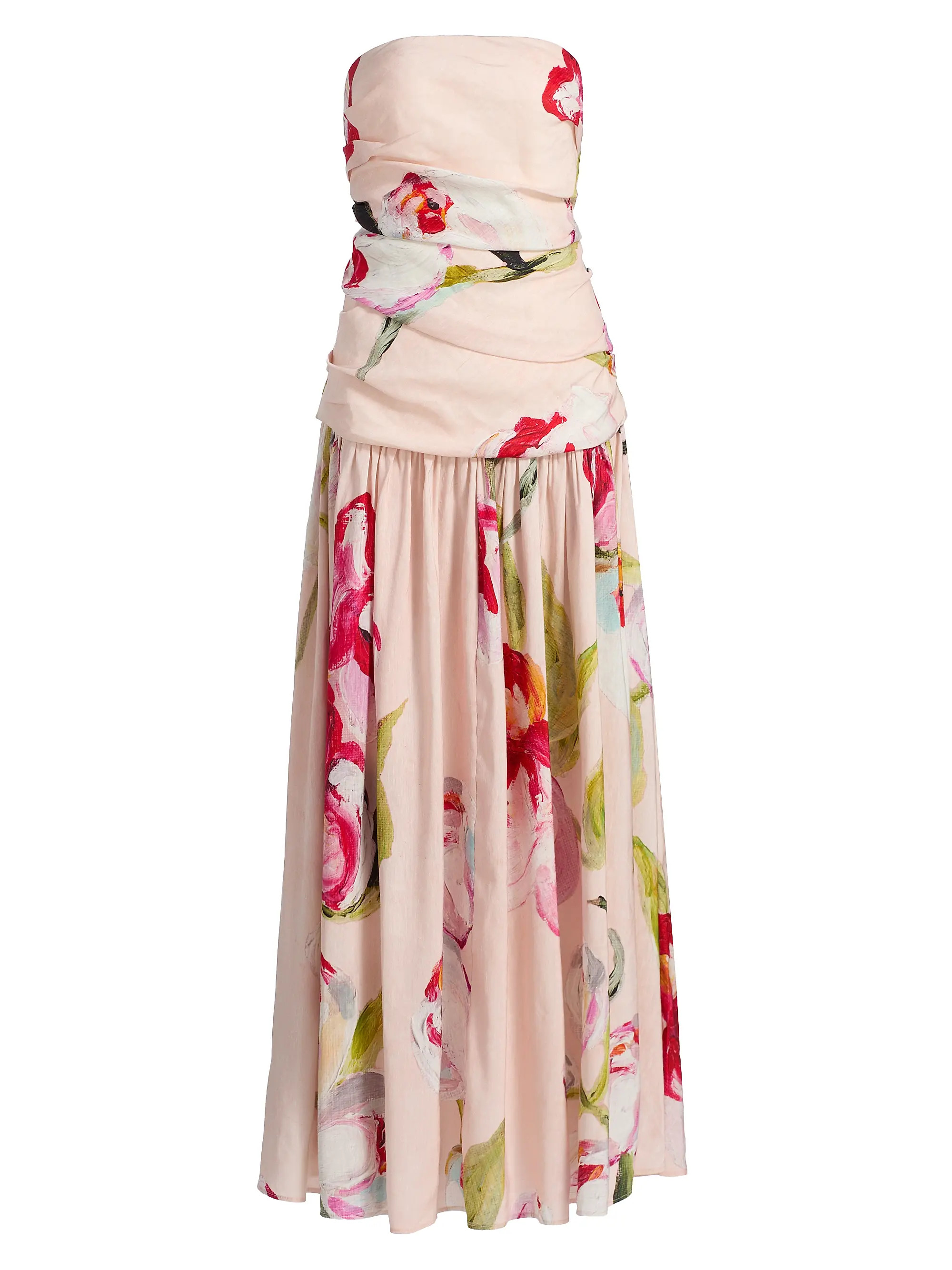 Nershall Watercolor Pintucked Strapless Maxi Dress | Saks Fifth Avenue