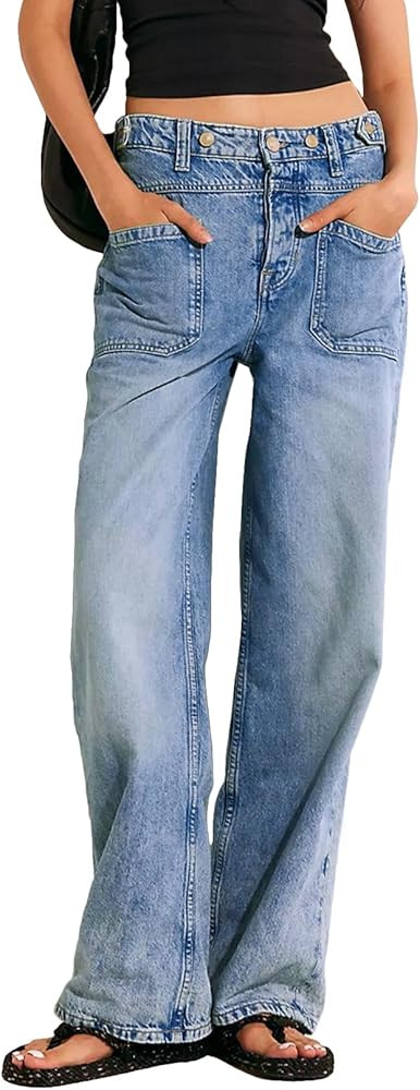 Allimy Womens Jeans High Waisted Straight Leg Baggy Boyfriend Jeans for Women Trendy 2025 Cargo P... | Amazon (US)