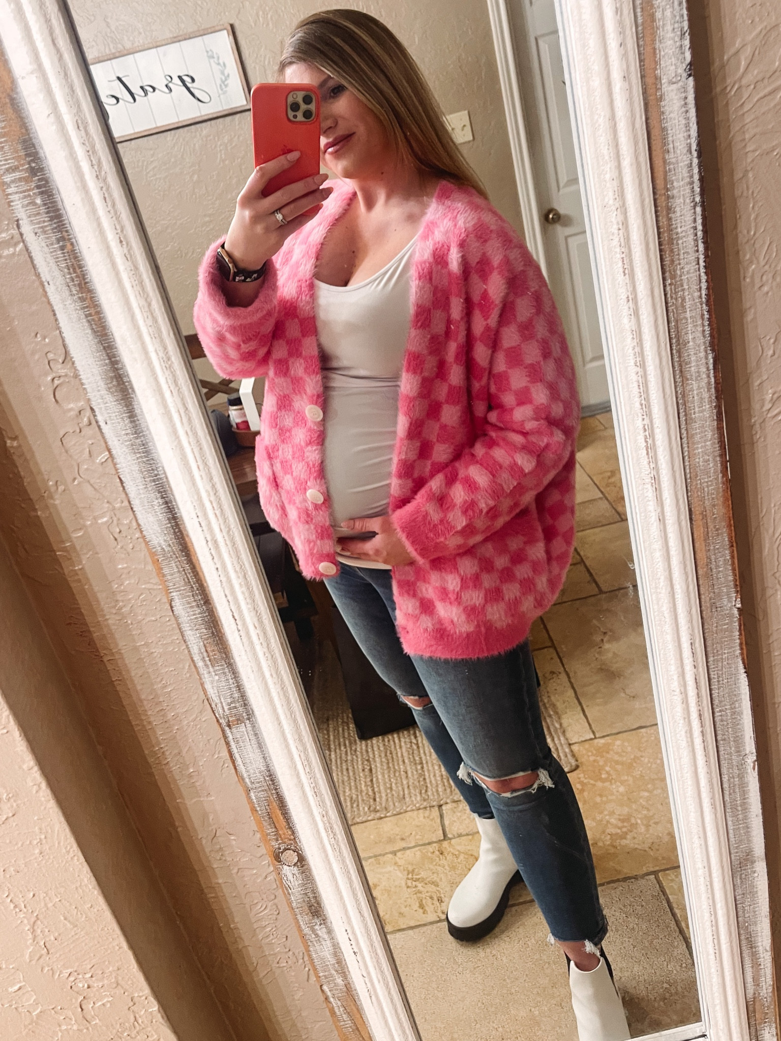 Bump style • casual outfit • Valentine’s Day outfit • girls day • brunch • easy style • maternity jeans • pink lily • pink lily style 
Cardigan I got a large. Could have done a normal small / medium
Maternity jeans 1 size up. Use code AFCHAMP to save 

#LTKstyletip #LTKFind #LTKbump