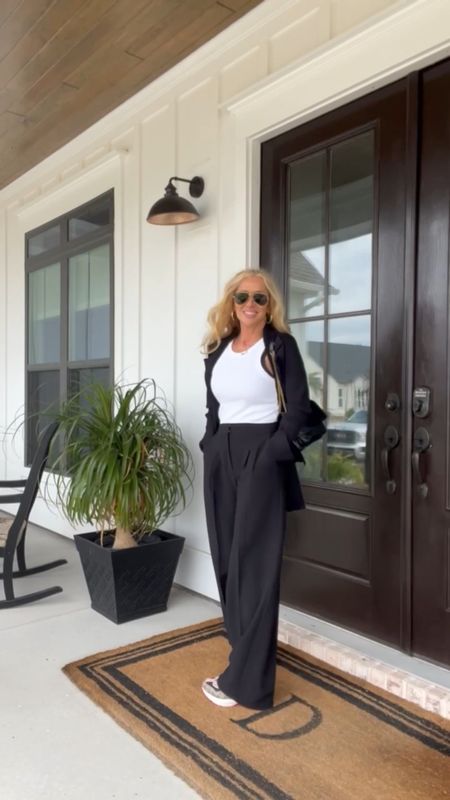 Anine bing white tank good American scuba blazer express pleated trousers Gucci sneakers ray ban aviators ysl Niki bag Sheila fajl small hoops 

#LTKunder50 #LTKunder100 #LTKshoecrush