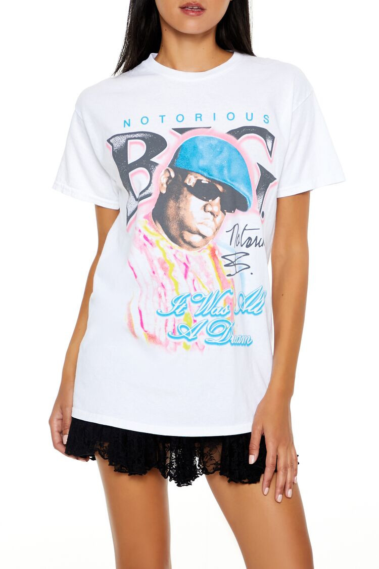 Women's Notorious BIG Graphic T-Shirt in White, S/M | Forever 21