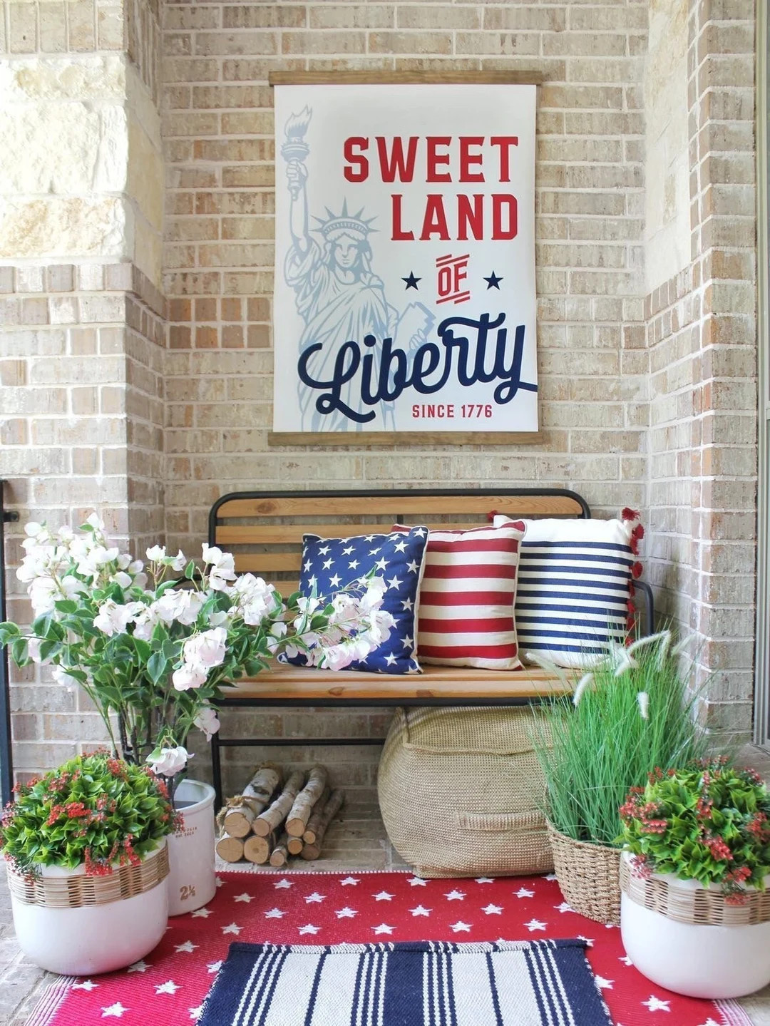 Sweet Land of Liberty Hanging Canvas Sign Art Patriotic Independence Day Farmhouse Decor - Etsy | Etsy (US)
