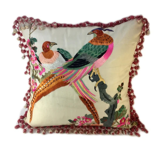 Asian-inspired Bird Pillow | Etsy (US)