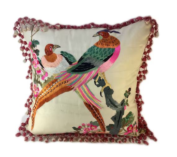 Asian-inspired Bird Pillow | Etsy (US)