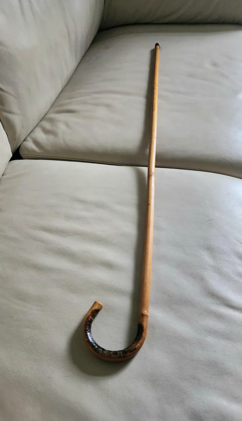 Vintage Bamboo Crook Handle Walking Cane 38.25 Inch with Metal Tip | Etsy (Global)