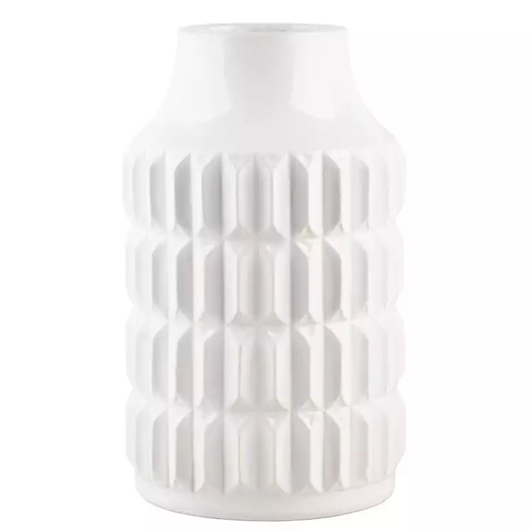 White Modern Textured Vase, 11 in. | Kirkland's Home